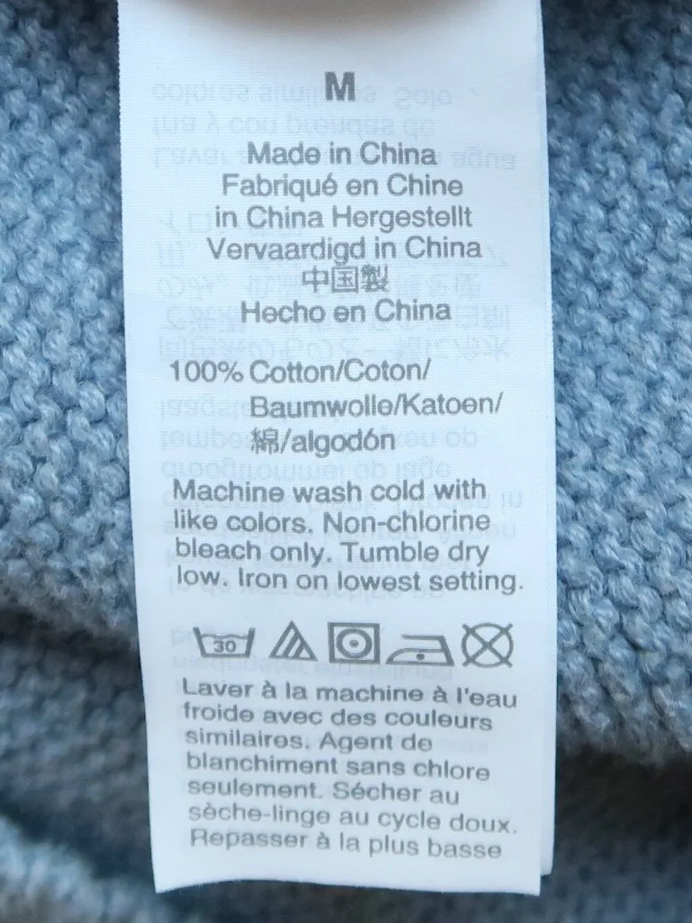 J.Crew 100% Organic Cotton Blue Heavyweight Knit Sweater Crew Neck Pullover M - Picture 5 of 6